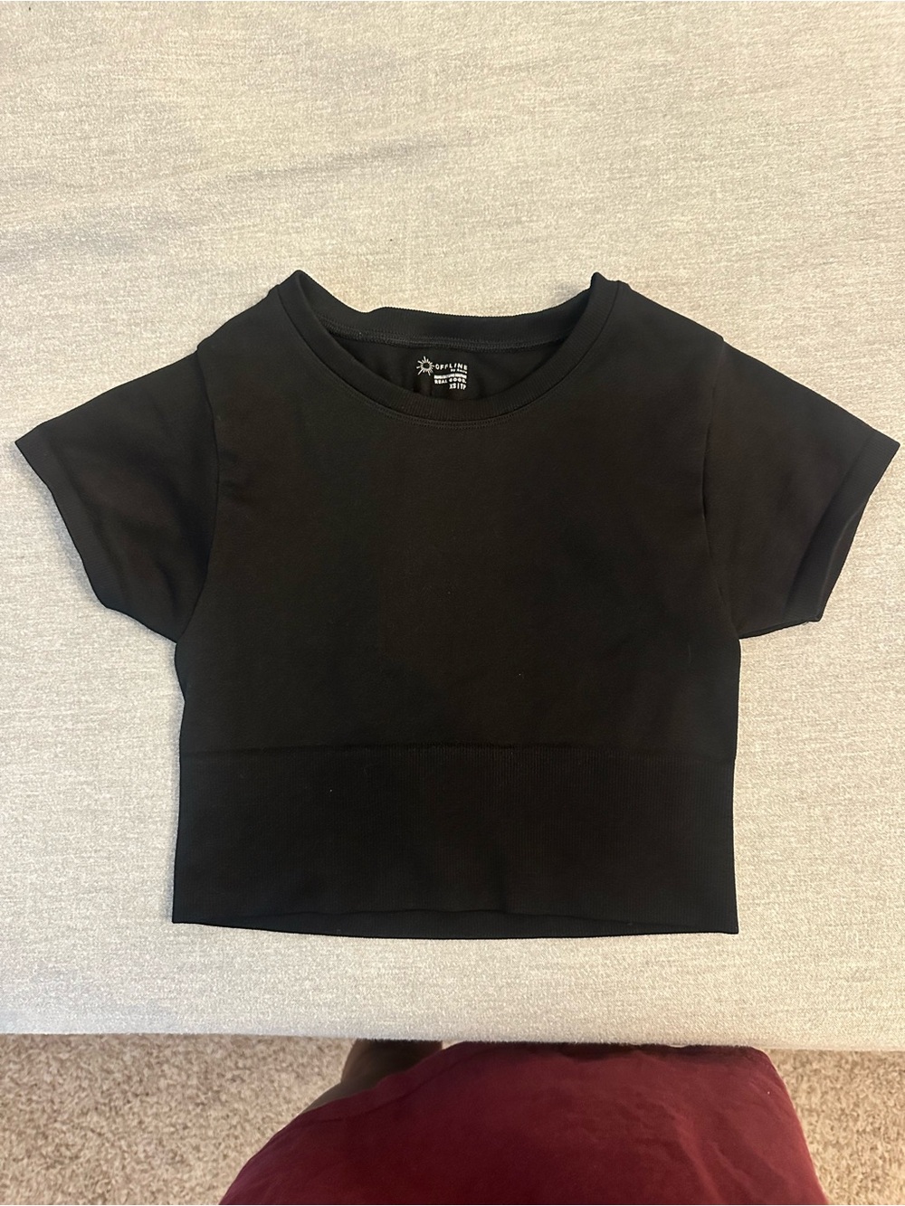 Aerie athletic Black Cropped Crewneck Top size xs